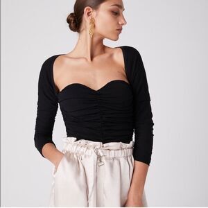 Atoir Cutting Ties Ruched Black Bodysuit Size 2